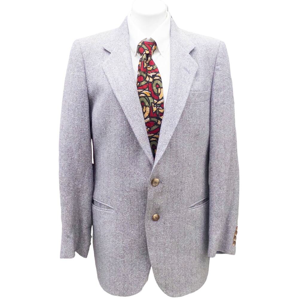 Valentino Men's Woven Pure Silk Sport Coat Blazer 41 Blue Tan